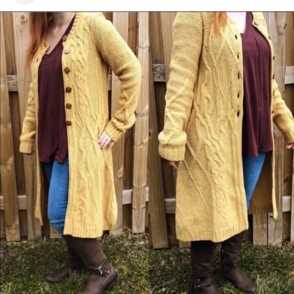 Anthropologie Far Away Close Coiled Cable Knit Wool Duster Sweater - Picture 7 of 8